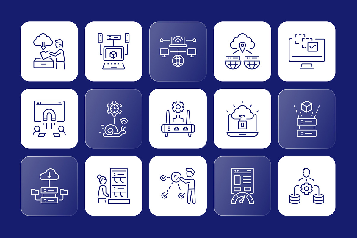 Cloud Network Icons, an Outline Icon by Prosymbols (Photo 5 of 7)