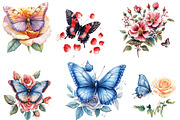 Watercolor Butterfly and Roses Clipa, an Illustration by DreamCafeArt (Thumbnail 5 of 6)