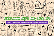 Halloween Line Art Graphics Set, a Pattern Graphic by Drafts n Doodles (Thumbnail 1 of 12)