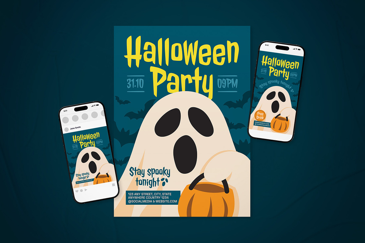 Halloween Party Event Flyer Set, a Flyer Template by The Good Store (Photo 1 of 2)