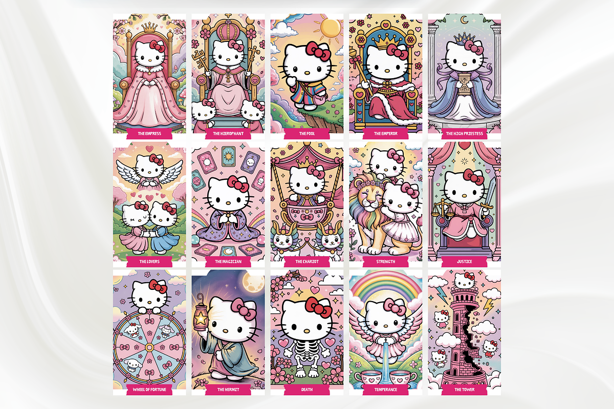 Cute Cartoon Cat Tarot Deck, an Object Illustration by Mugio (Photo 2 of 6)
