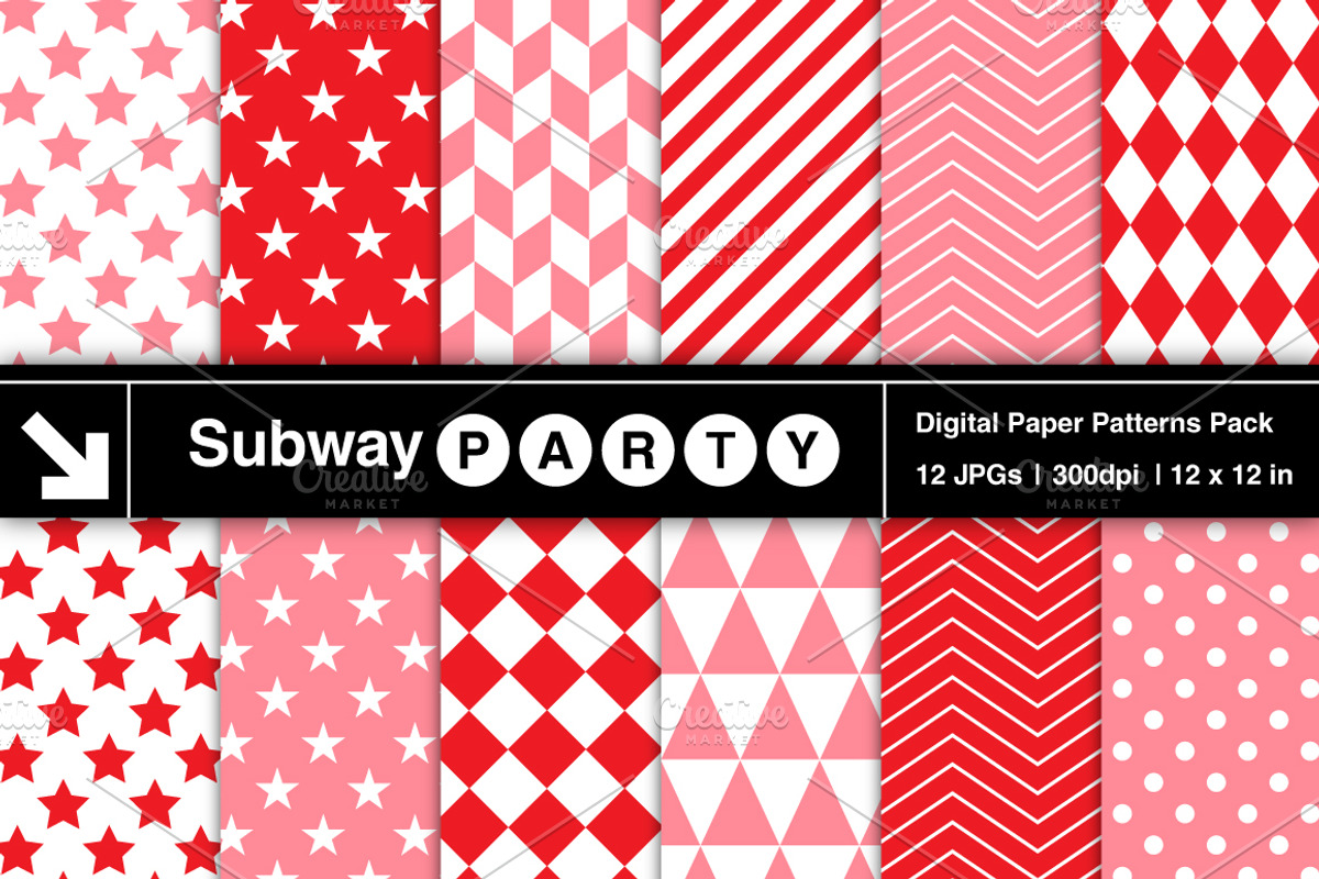 Pink & Red Geometric Papers