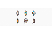20 Watches & Clocks Icons, an Outline Icon by Jinro (Thumbnail 7 of 9)