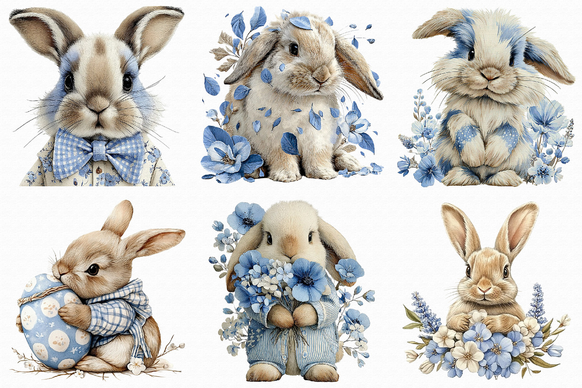 Watercolor Spring Rabbit Clipart, an Illustration by Libby Wishes (Photo 5 of 8)
