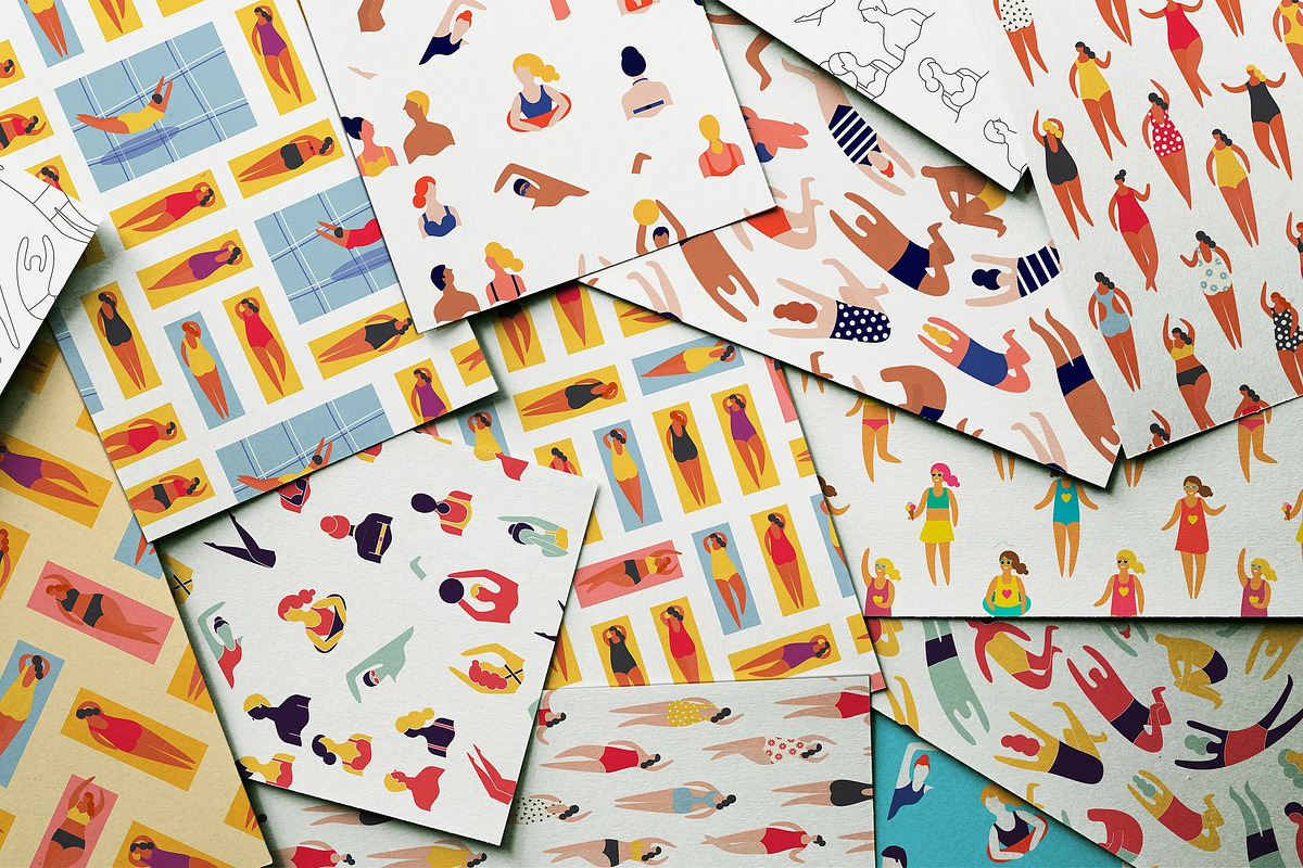 Summer beach girls patterns set, a Person Illustration by Yapanda (Photo 4 of 5)