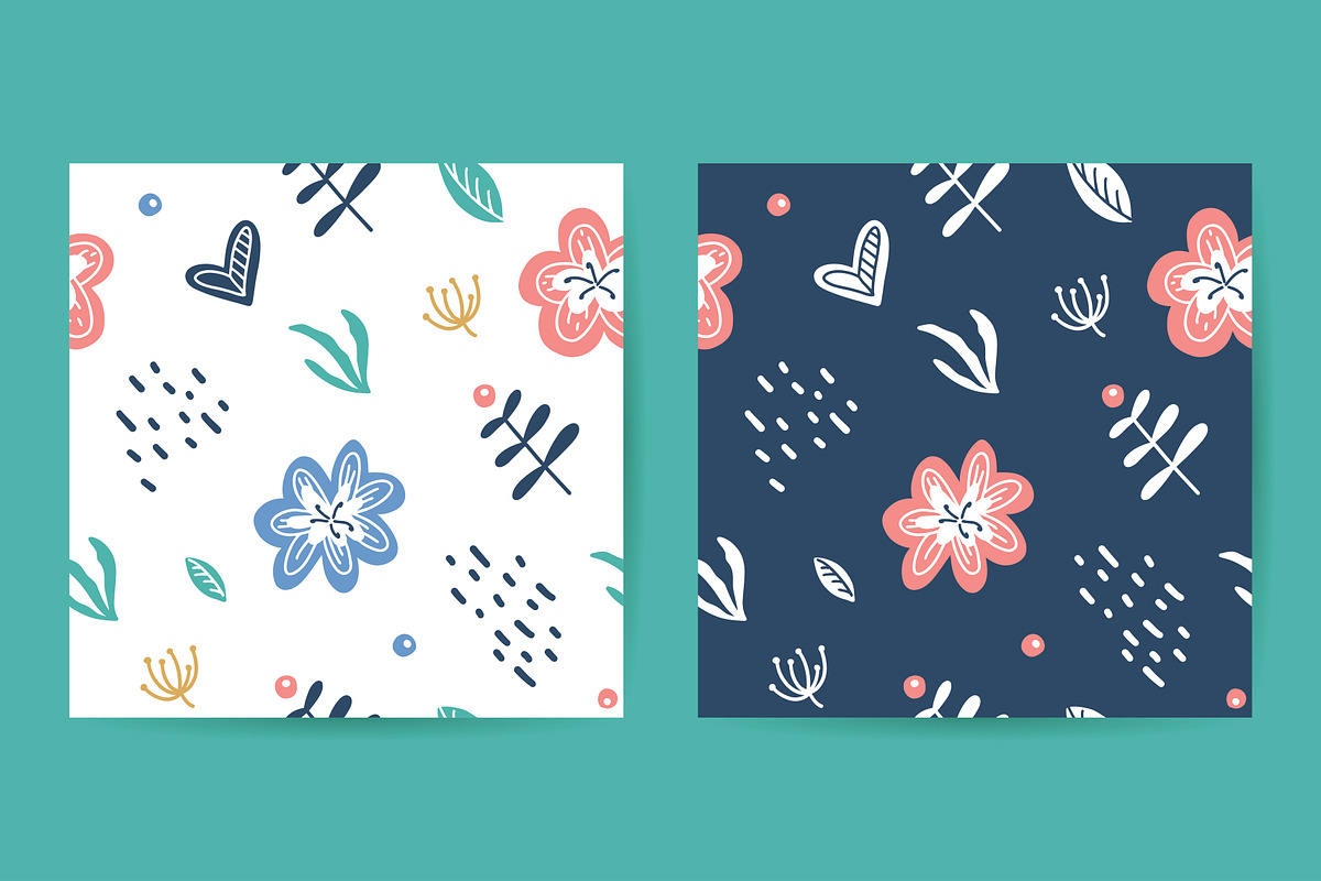 Scandinavian flowers vector bundle, a Texture Illustration by redcollegiya design (Photo 8 of 9)