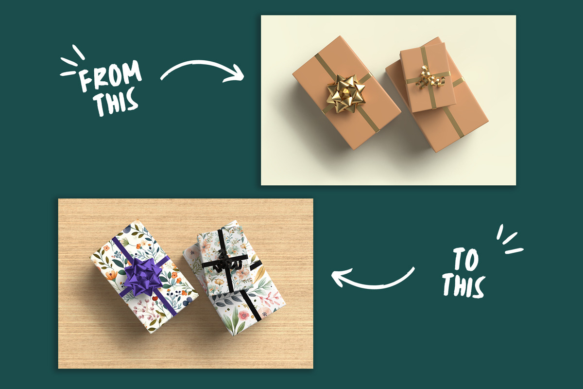 Wrapped Gifts Paper Mockup, an Advertising Mockup by Rami's Mockups (Photo 2 of 10)