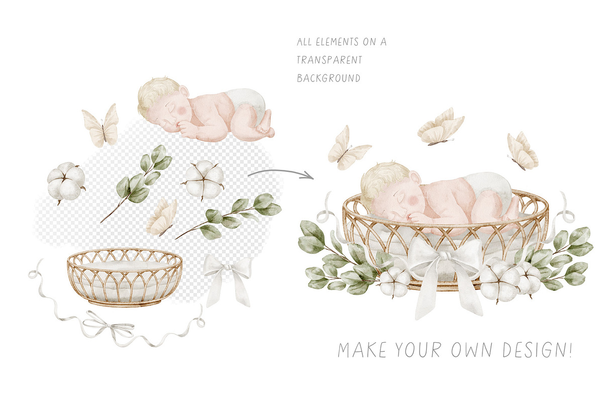 Eco Baby Shower Watercolor clipart, an Illustration by Alisles (Photo 10 of 15)