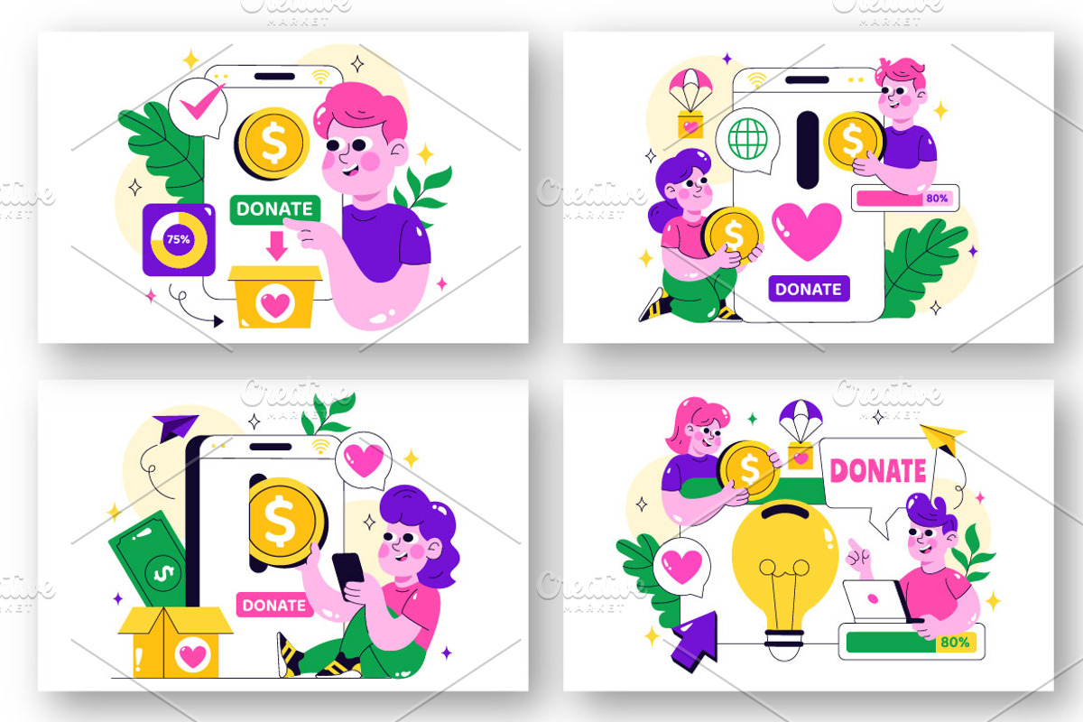 10 Online Fundraising Illustration, a Finance Illustration by denayunebgt (Photo 2 of 4)