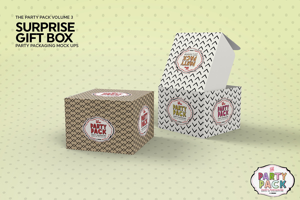 Surprise Gift Box Packaging Mockup, a Cups & Container Mockup by INCDesign (Photo 2 of 6)