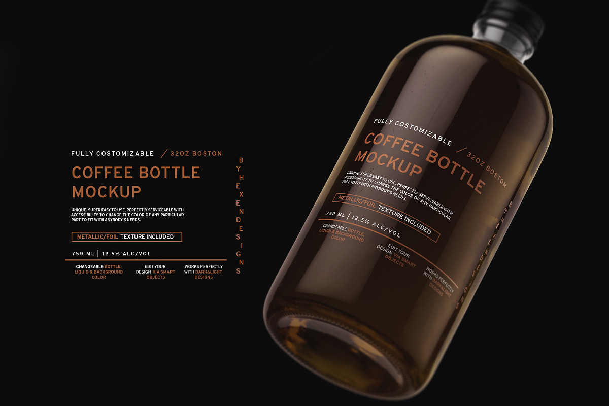 32oz Boston/Coffee Bottle Mockup, a Product Mockup by HexenDesigns (Photo 7 of 11)