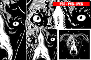 Dogs Collection Black and White Art, an Animal Illustration by Design by sebrodbrick (Thumbnail 2 of 22)