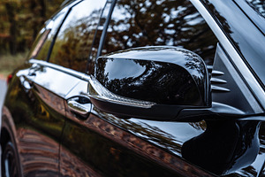 Car Side Mirror with Turn Signal on Forest Road, a Transportation Photo by Red Hot Chili Pepper Shop
