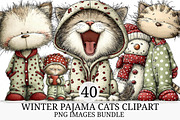 Winter Pajama Cats Clipart, an Illustration by Craft Nest (Thumbnail 1 of 11)