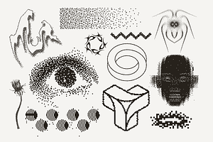 82 Vector Dither Y2K Shapes Pack