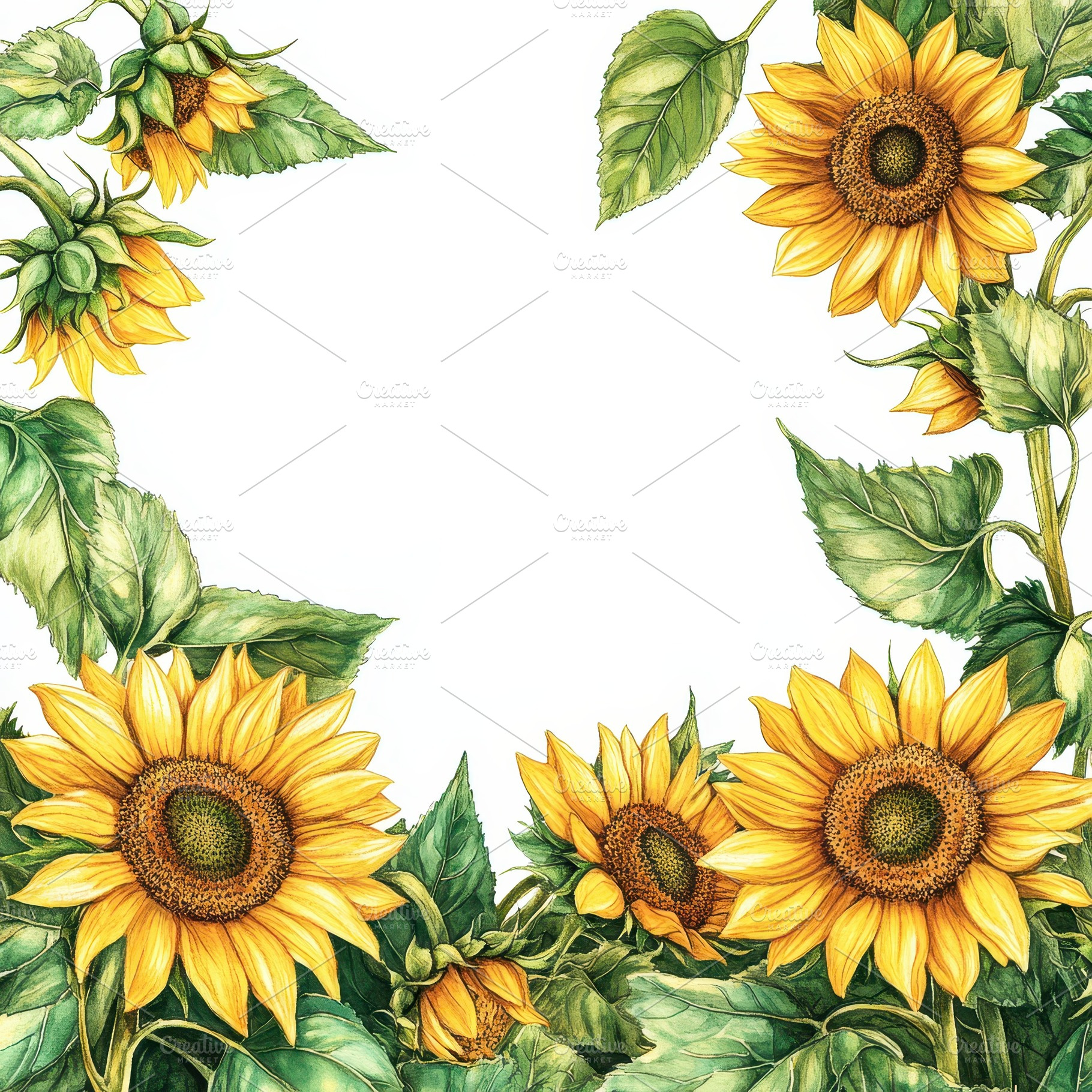 Sunflowers watercolor painting botan, an Abstract Photo by Pixeness