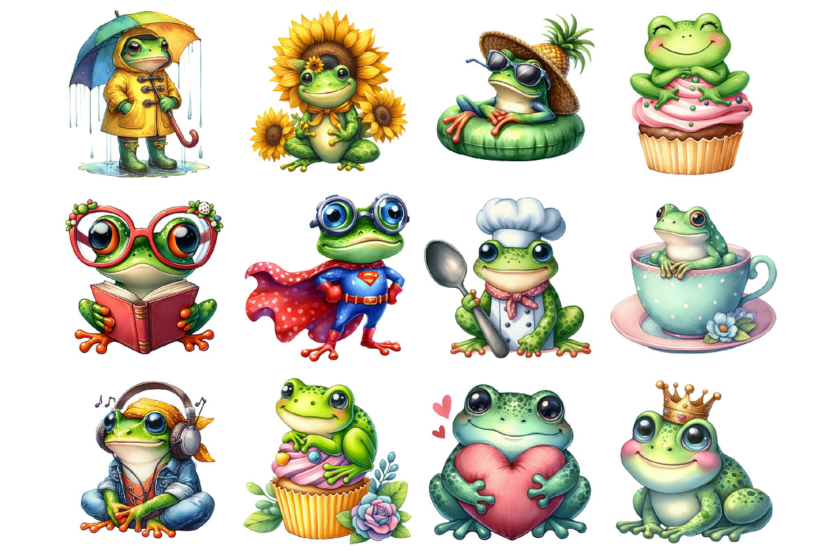 Funny Cute Frog Sublimation Clipart, a Graphic by CitraGraphics (Photo 3 of 5)