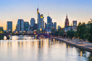 Frankfurt downtown germany stock photo containing night and illuminated