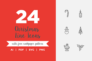 24 Christmas Line Icons