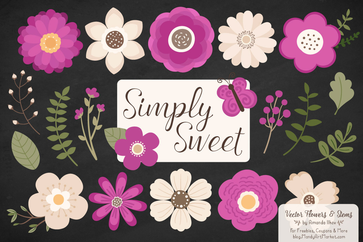 Flower Clipart in Fuchsia, an Illustration by Amanda Ilkov (Photo 2 of 4)