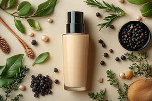 Natural skincare product surrounded, a Photo by Tanuart