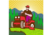 Landscaper Ride On Mower Trees WPA, a Decorative Illustration by patrimonio (Thumbnail 1 of 3)