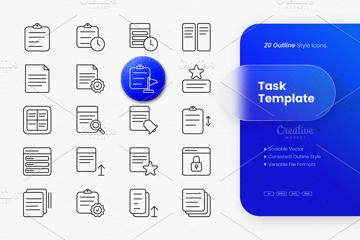 Task Template Outline Icons, an Outline Icon by cidcud_graphic (Photo 1 of 3)