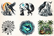 Watercolor Black Month Animals, a Seasonal Illustration by DreamArtGraphic (Thumbnail 2 of 5)
