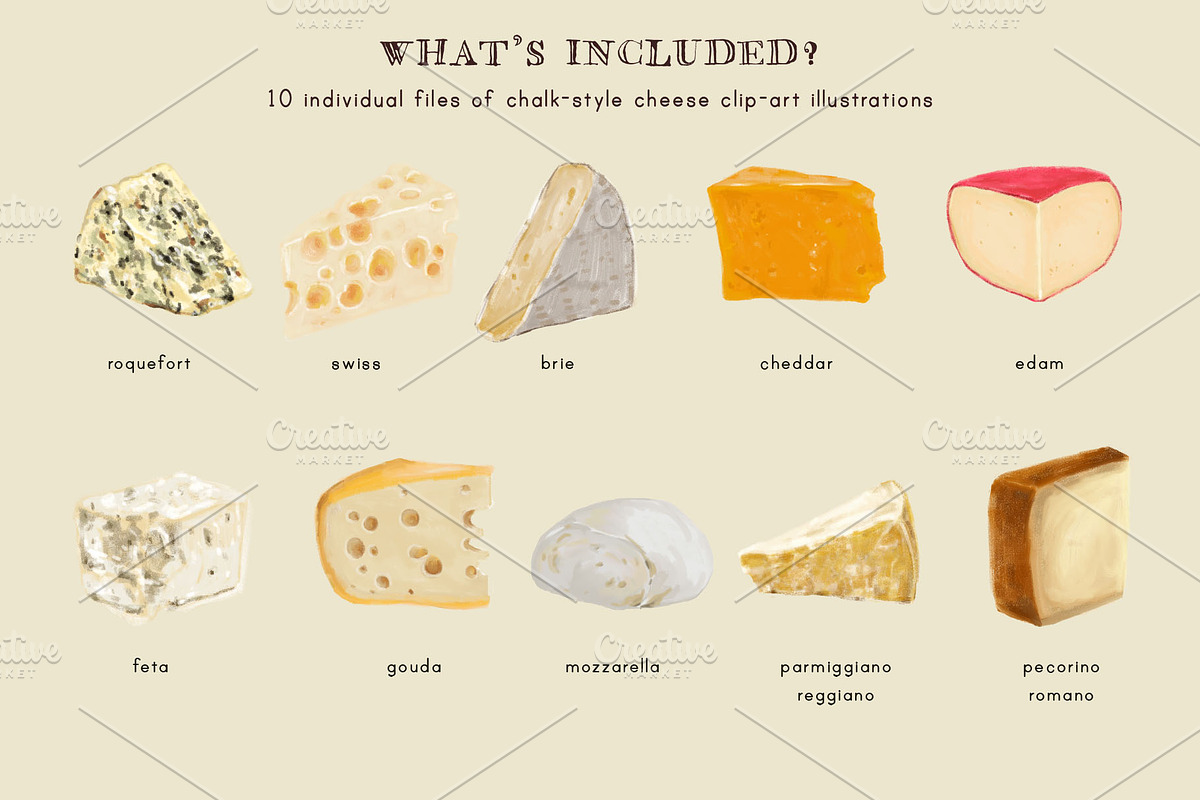 Cheese Clip Art Illustrations, a Food Illustration by Cynthia Arre (Photo 5 of 5)