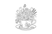 Floral Teacup Line Art Bundle, an Illustration by Gfx_Store (Thumbnail 15 of 51)