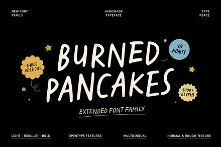 BURNED PANCAKES | Extended Family, a Handwritten Font by type peace