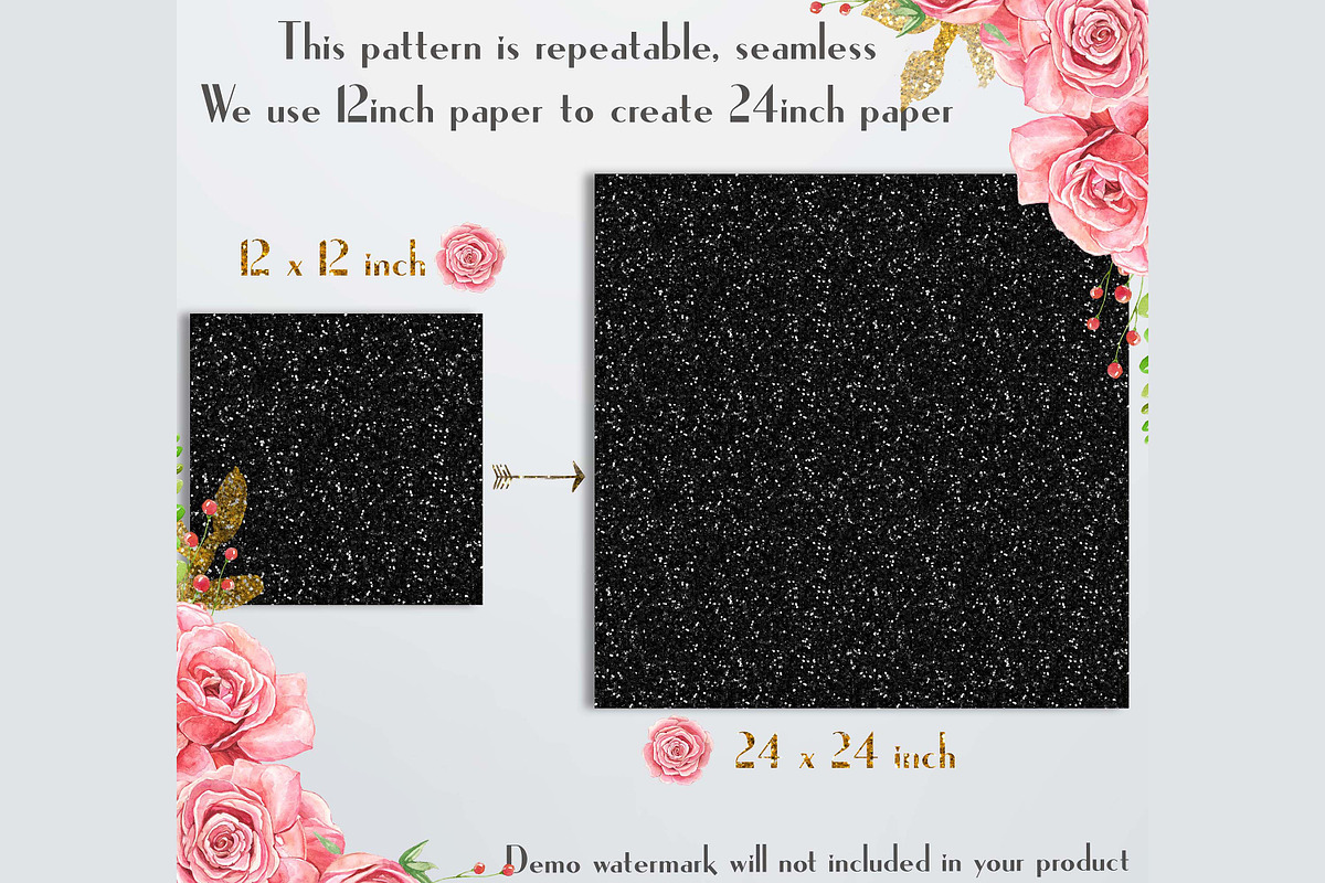 16 Seamless Black Glitter Papers, a Texture Graphic by ThingsbyLary (Photo 10 of 10)