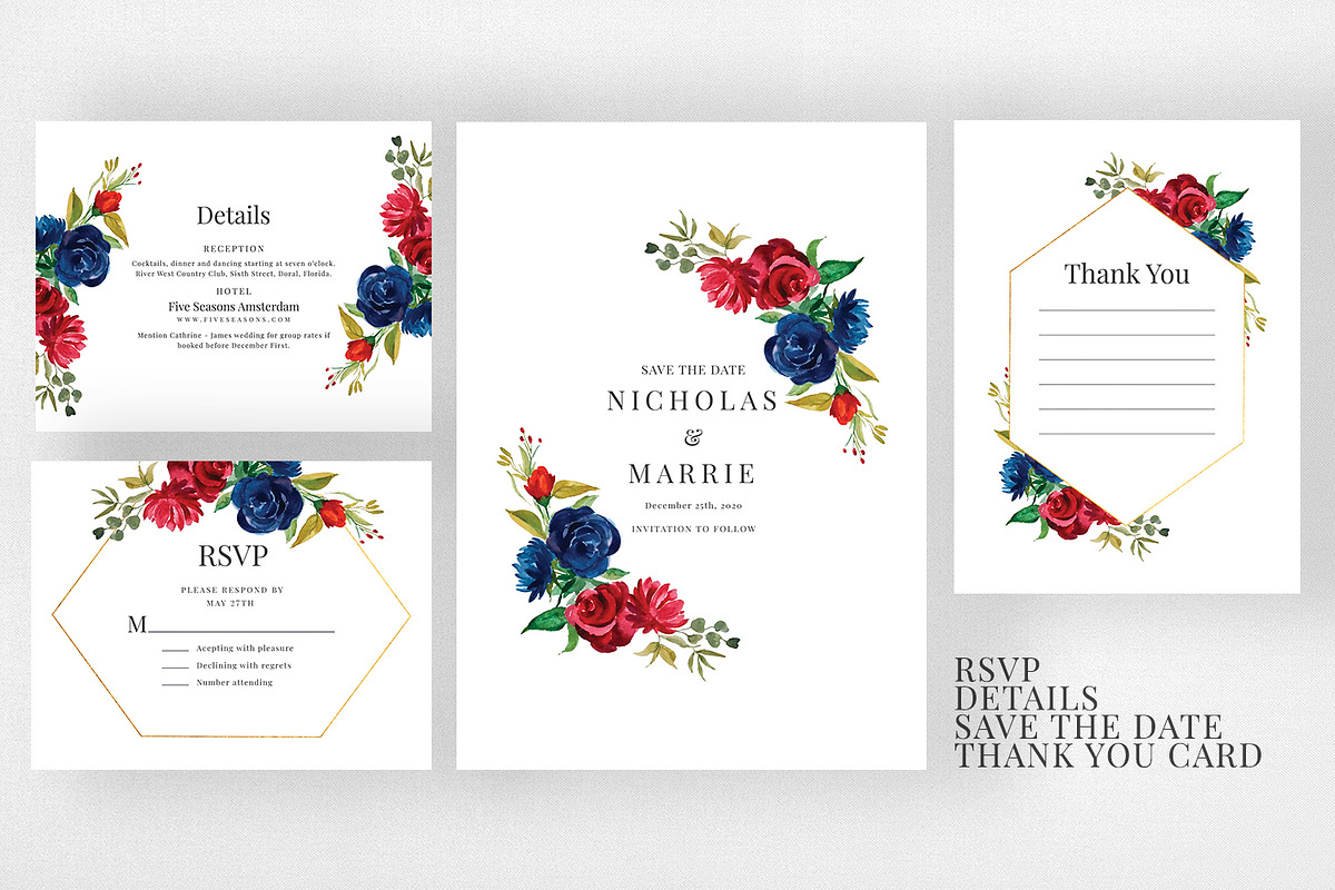 Burgundy & Navy Wedding Suite, an Invitation Template by Azka Creative (Photo 3 of 5)