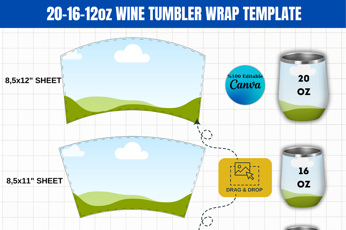 Wine Tumbler Template 355, a Graphic by AtacanDigital
