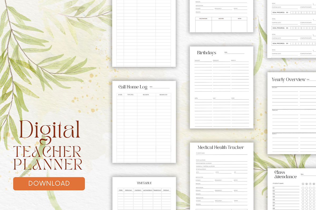 Printable Teacher Planner Template, a Templates & Theme by Designbudy (Photo 5 of 8)