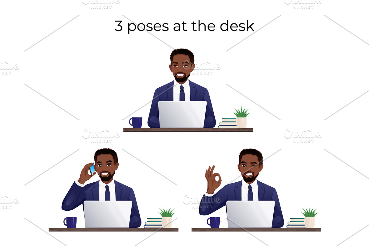 Business African American man kit, a Person Illustration by Volha Hlinskaya (Photo 6 of 6)