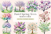 Pastel Spring Trees Clipart, an Illustration by DreamArtGraphic (Thumbnail 1 of 5)