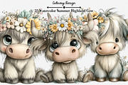 Watercolor Summer Highland Cow Clipa, an Illustration by GatewayDesign (Thumbnail 1 of 5)