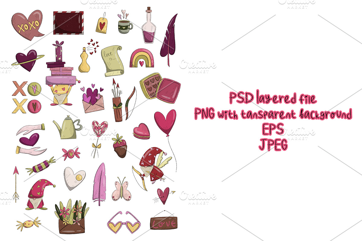 Valentines Day 2026&love quotes, a Seasonal Illustration by SaintPic illustrations (Photo 3 of 6)