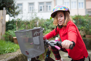 Little girl with her bicycle stock photo containing girl and bike