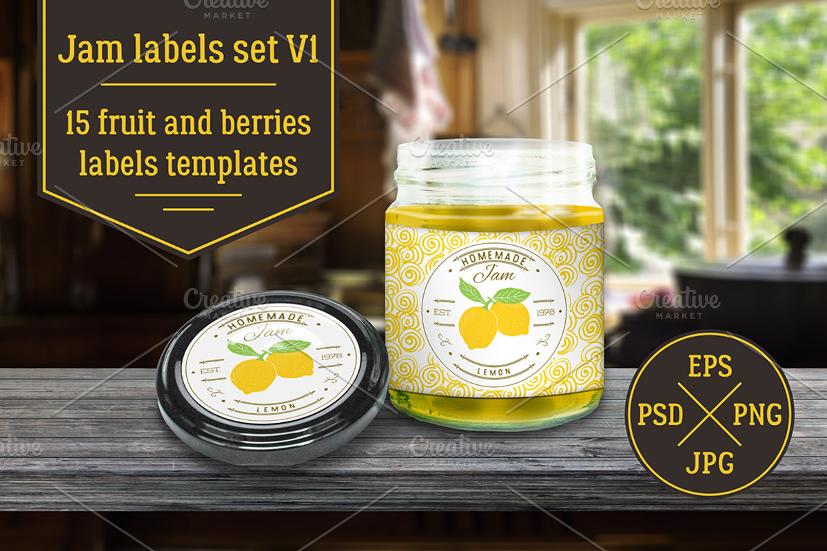 Jam Labels Design Template vol.1, a Food Illustration by Lemon Workshop