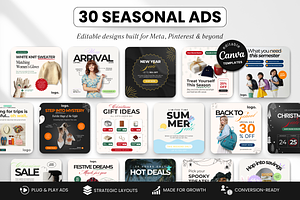 30 Seasonal Static Ad Templates Meta, a Social Media Template by DigiPax