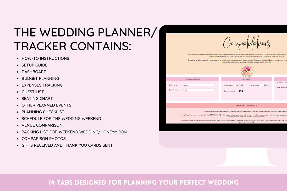 Wedding Planner Google Sheets, a Templates & Theme by SunshineStudioBoutique (Photo 2 of 10)
