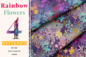 Rainbow Floral Seamless Patterns