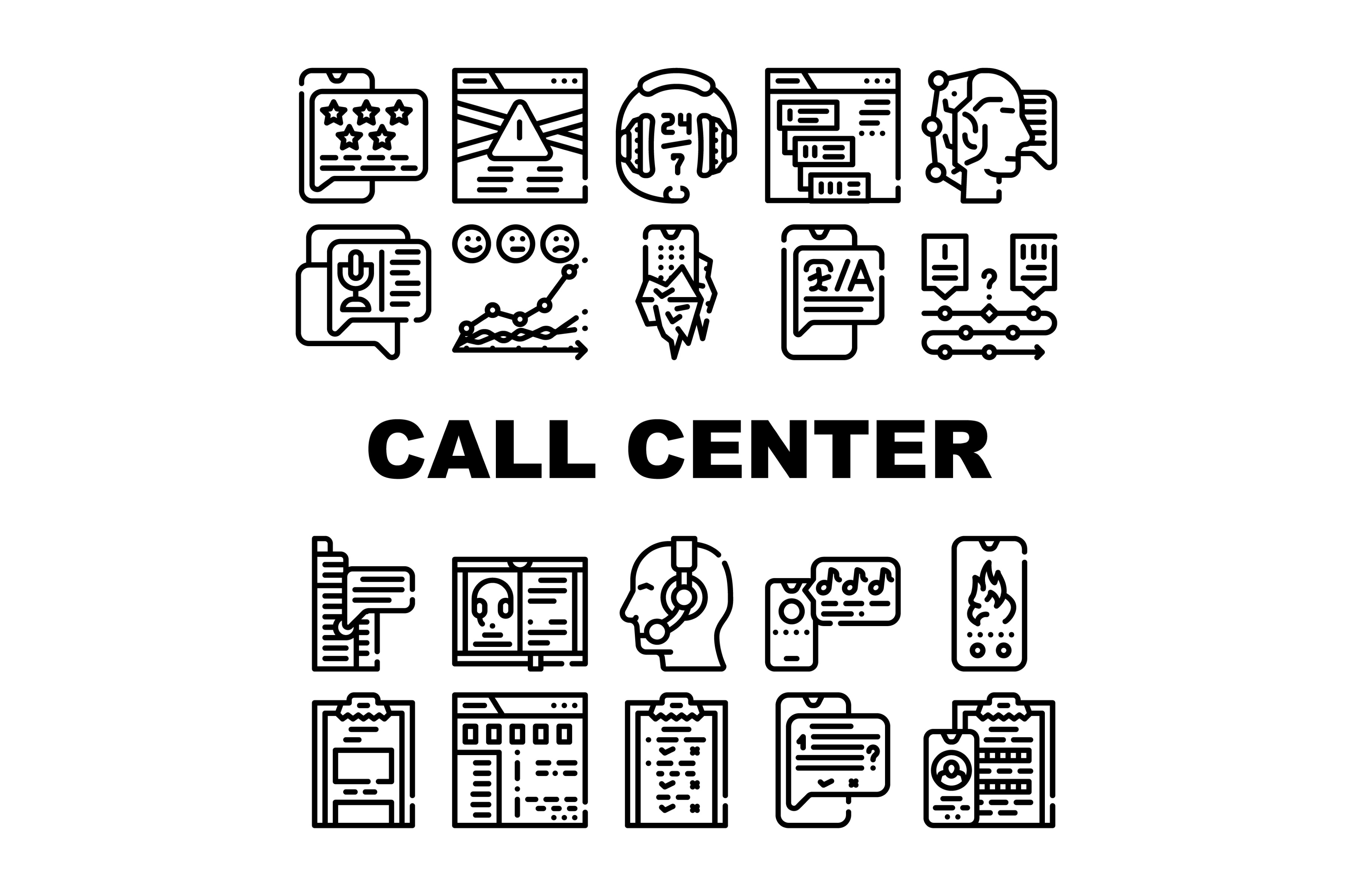 Call Center Service Collection Icons, an Industrial Photo by pikepicture