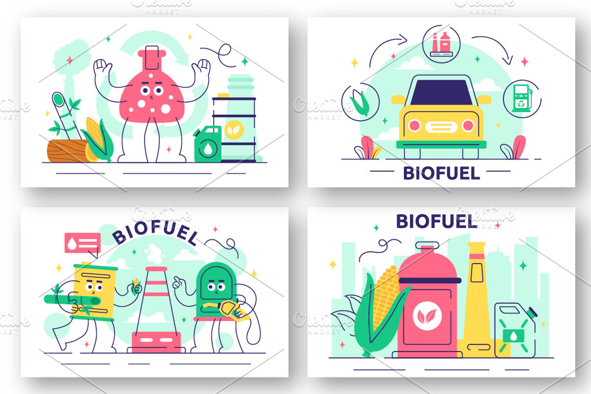 10 Renewable Biofuel Illustration, a Transportation Illustration by denayunebgt (Photo 3 of 4)