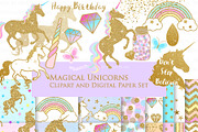 Magical Unicorns, Einhorn, Gold, an Illustration by Mia's Graphic Design (Thumbnail 2 of 11)