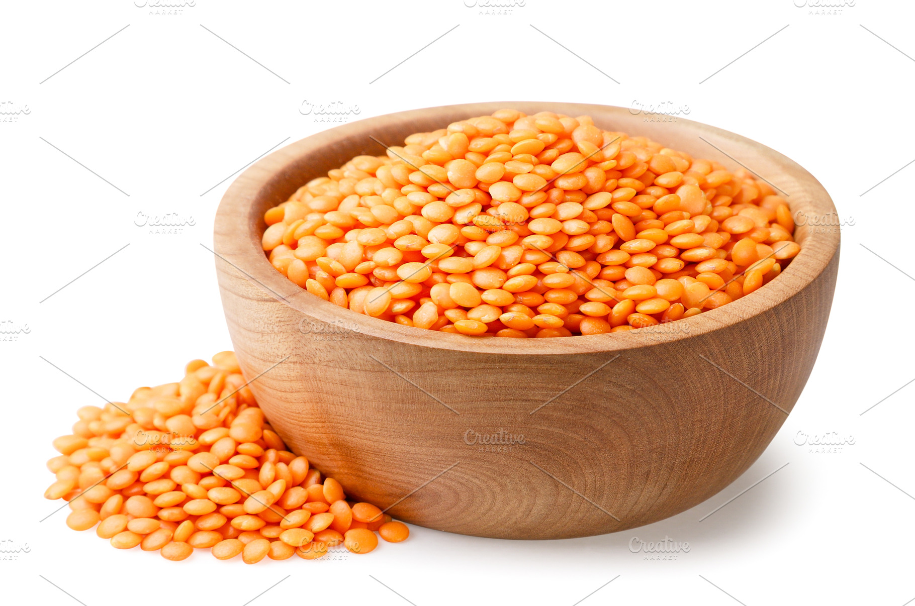 Red lentils in a wooden plate and a, a Food & Drink Photo by innakreativ