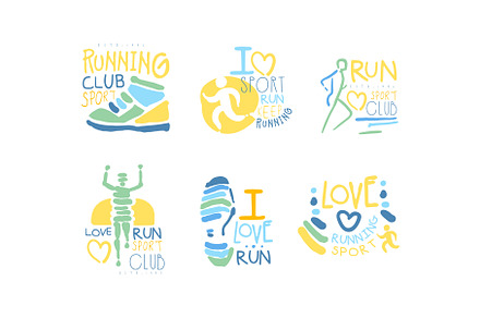Running Sport Club Logo Set, I Love, a Sport Illustration by TopVectors