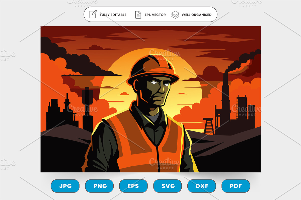 A weary but determined construction, a Graphic by SaroStock